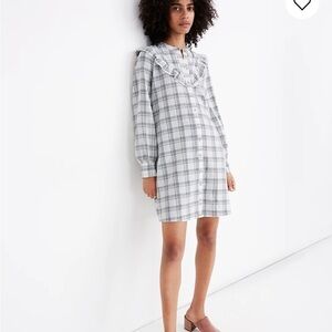Madewell Plaid Ruffle Yoke Shirtdress